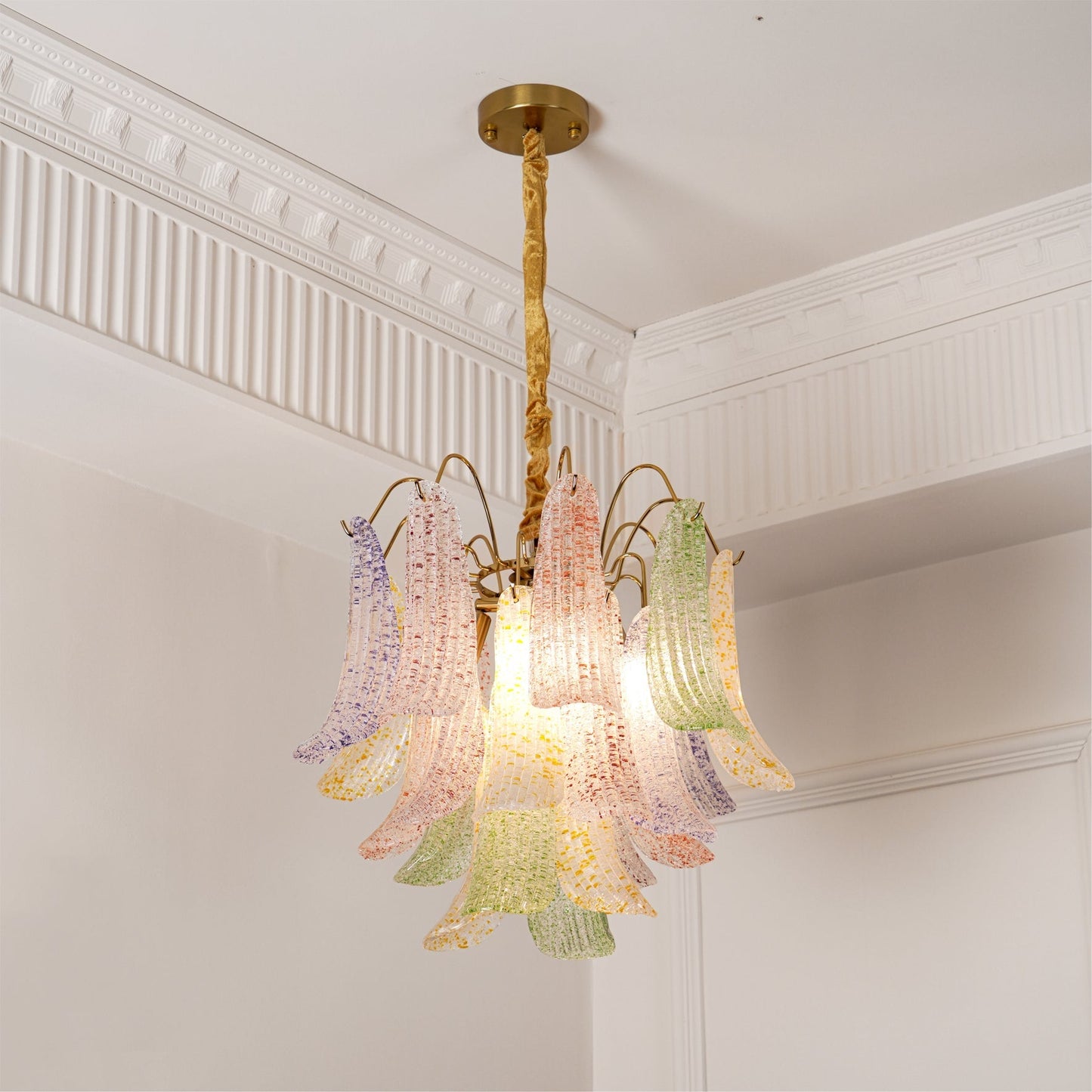 Venini Glass Chandelier - Elegant Design with Adjustable Height & LED