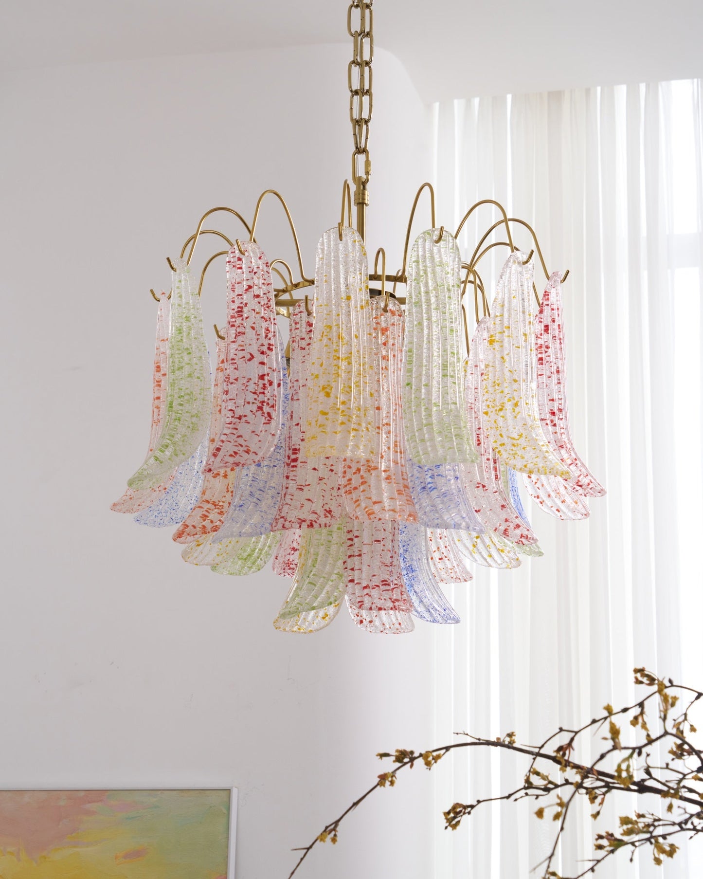 Venini Glass Chandelier - Elegant Design with Adjustable Height & LED
