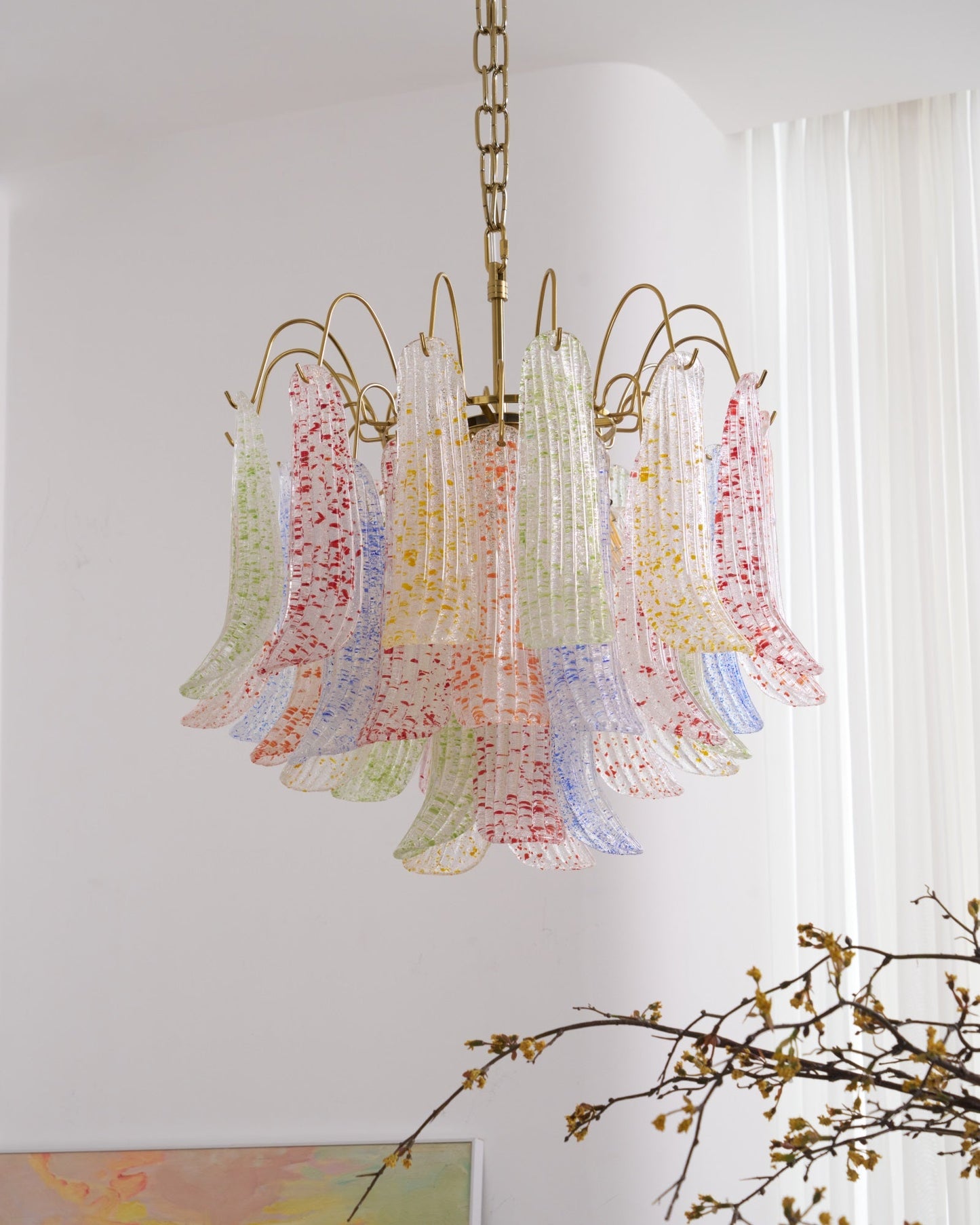 Venini Glass Chandelier - Elegant Design with Adjustable Height & LED