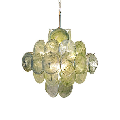 Verdant Bloom Elegant Glass Chandelier with Adjustable Height & Dimmab