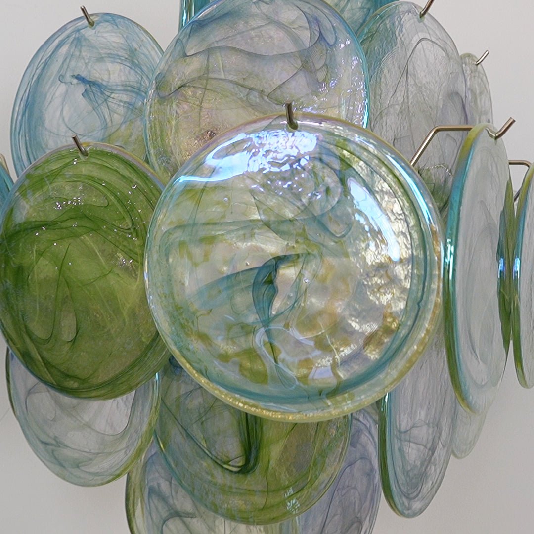 Verdant Bloom Elegant Glass Chandelier with Adjustable Height & Dimmab