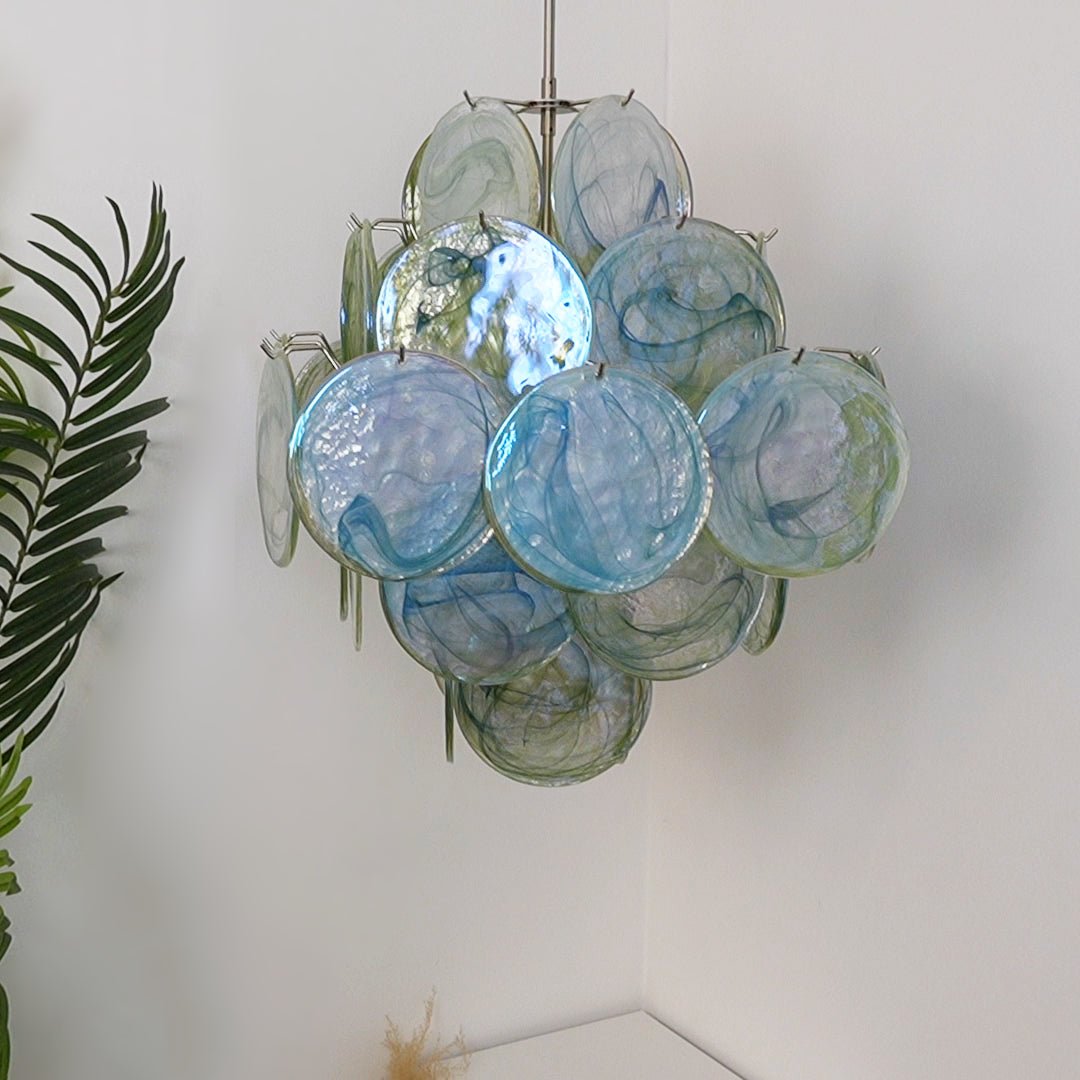 Verdant Bloom Elegant Glass Chandelier with Adjustable Height & Dimmab
