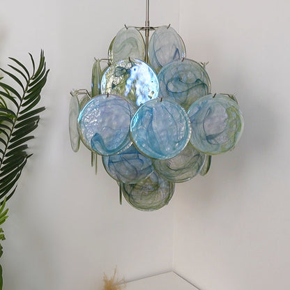 Verdant Bloom Elegant Glass Chandelier with Adjustable Height & Dimmab