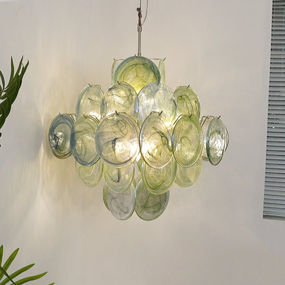 Verdant Bloom Elegant Glass Chandelier with Adjustable Height & Dimmab