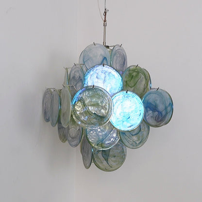 Verdant Bloom Elegant Glass Chandelier with Adjustable Height & Dimmab