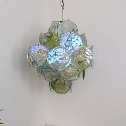 Verdant Bloom Elegant Glass Chandelier with Adjustable Height & Dimmab