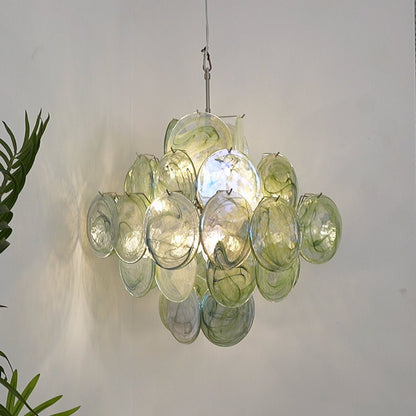 Verdant Bloom Elegant Glass Chandelier with Adjustable Height & Dimmab