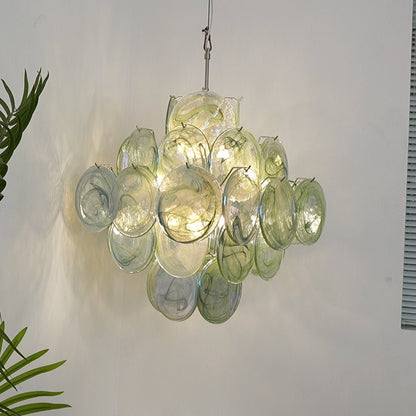 Verdant Bloom Elegant Glass Chandelier with Adjustable Height & Dimmab