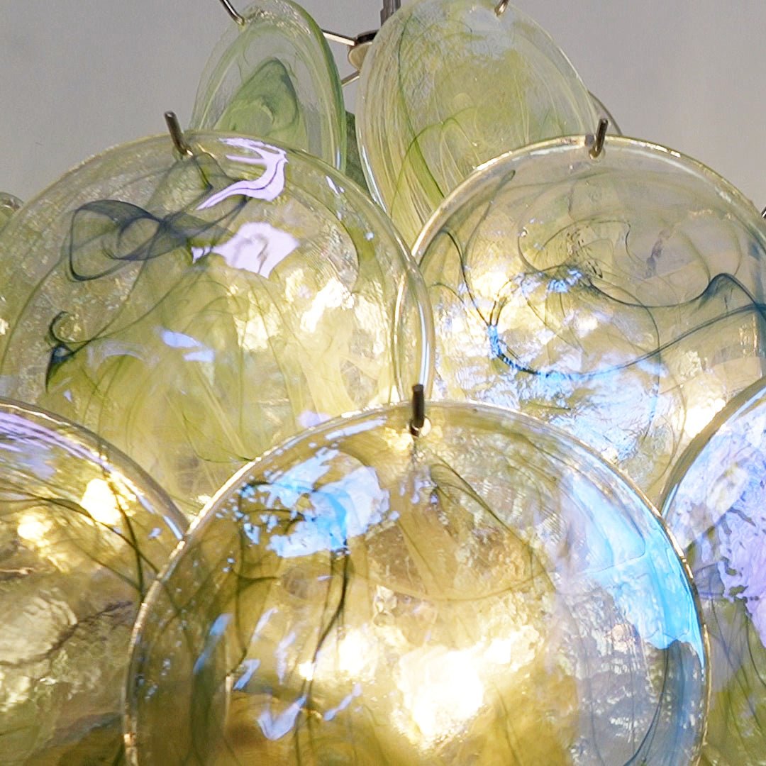 Verdant Bloom Elegant Glass Chandelier with Adjustable Height & Dimmab