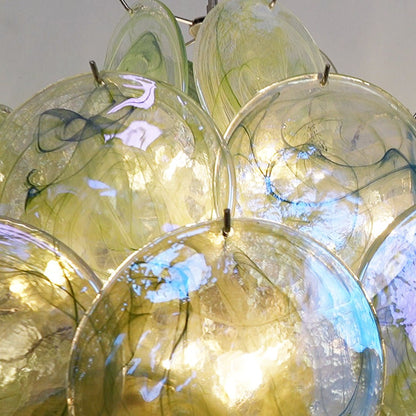 Verdant Bloom Elegant Glass Chandelier with Adjustable Height & Dimmab