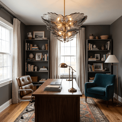 Verdant Petal Glass Chandelier - Elegant Design with Adjustable Height