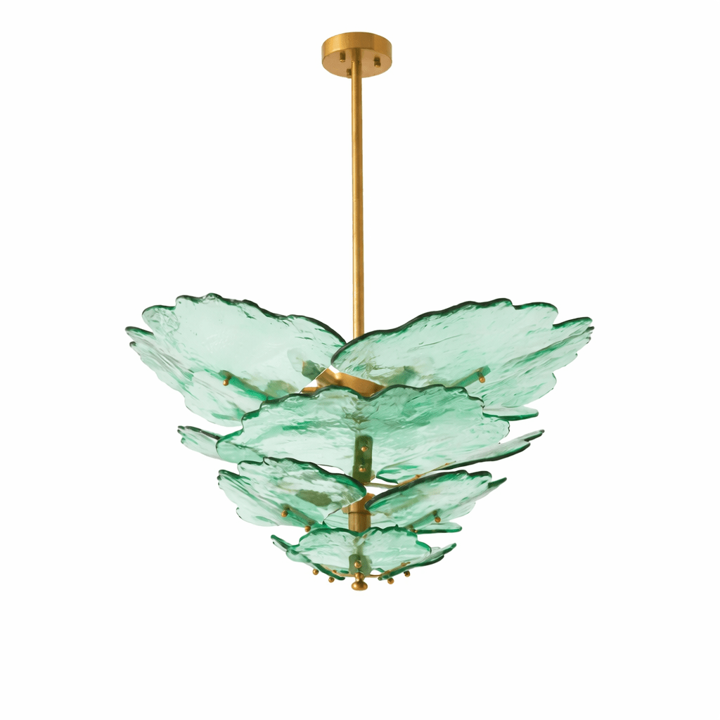 Verdant Petal Glass Chandelier - Elegant Design with Adjustable Height