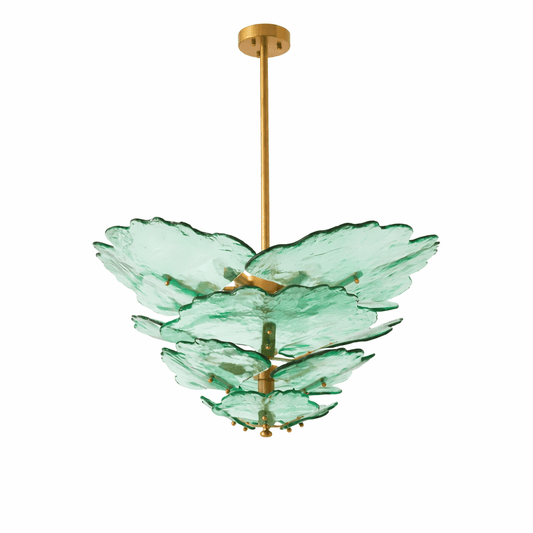 Verdant Petal Glass Chandelier - Elegant Design with Adjustable Height