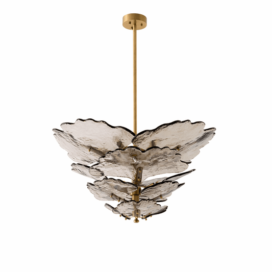 Verdant Petal Glass Chandelier - Elegant Design with Adjustable Height