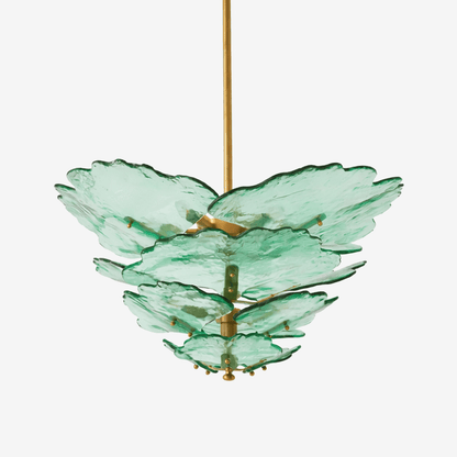 Verdant Petal Glass Chandelier - Elegant Design with Adjustable Height