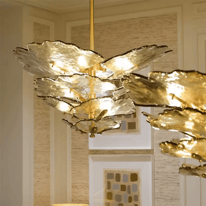 Verdant Petal Glass Chandelier - Elegant Design with Adjustable Height