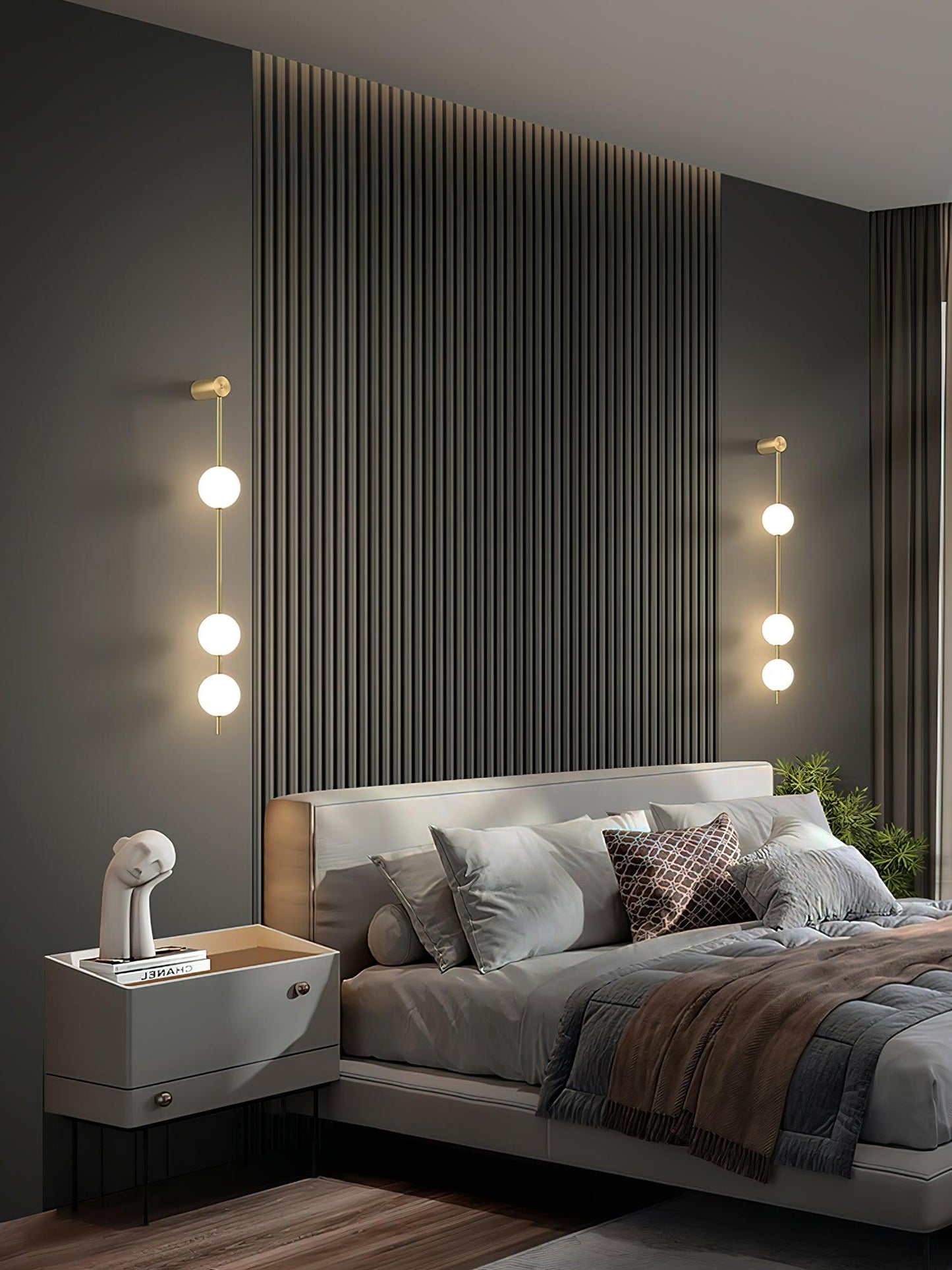Professional Vertical Balls Wall Lamp - Adjustable Brightness, Modern