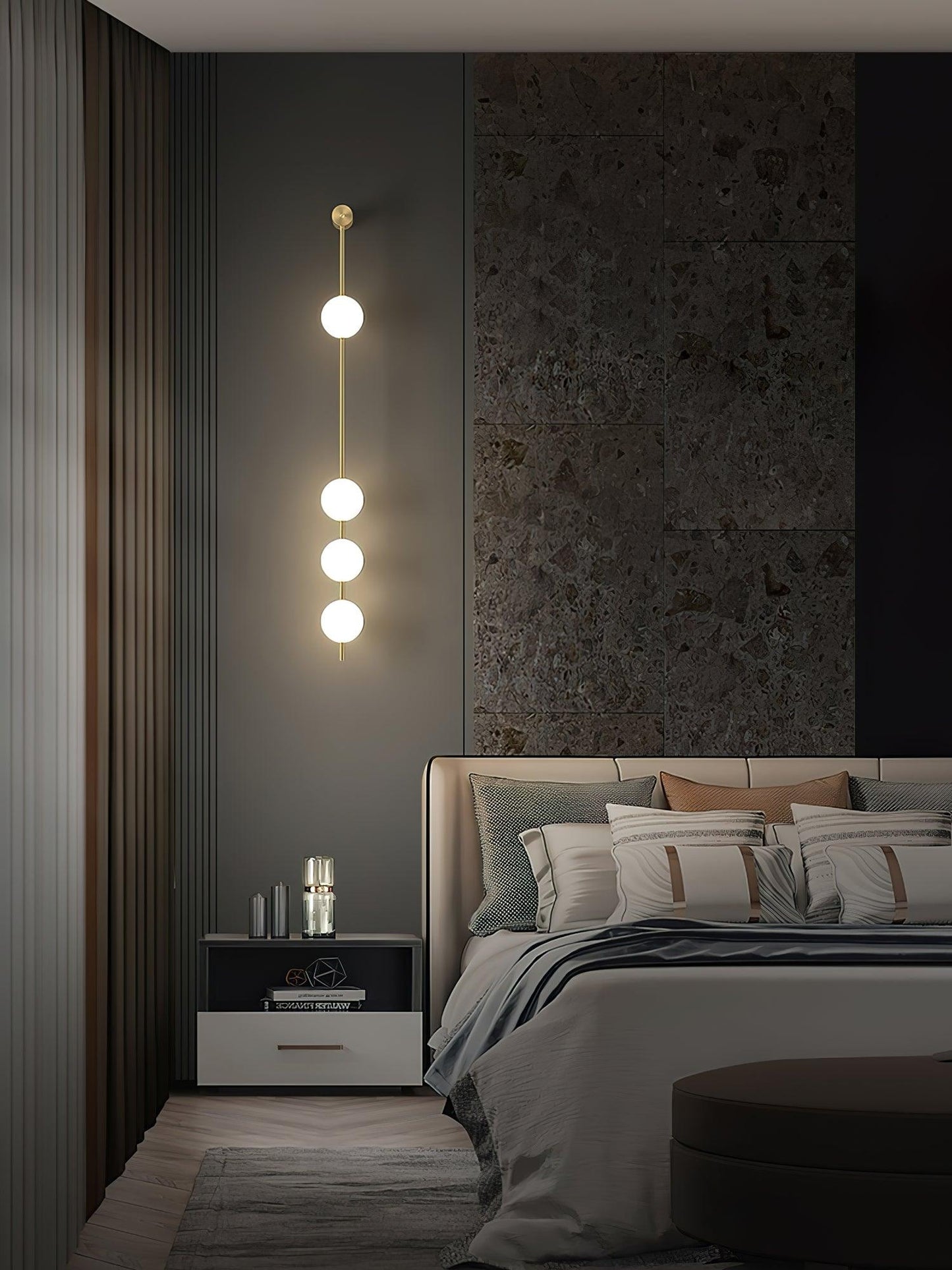 Professional Vertical Balls Wall Lamp - Adjustable Brightness, Modern