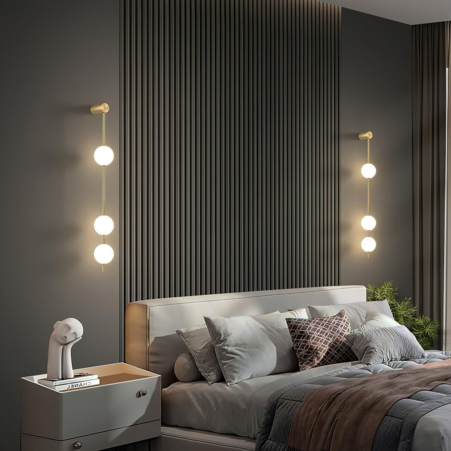 Professional Vertical Balls Wall Lamp - Adjustable Brightness, Modern