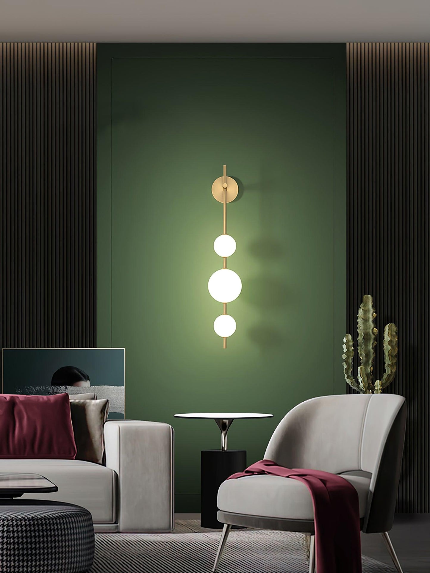 Vertical Globe Plug-in Wall Lamp with Adjustable Brightness & Modern D