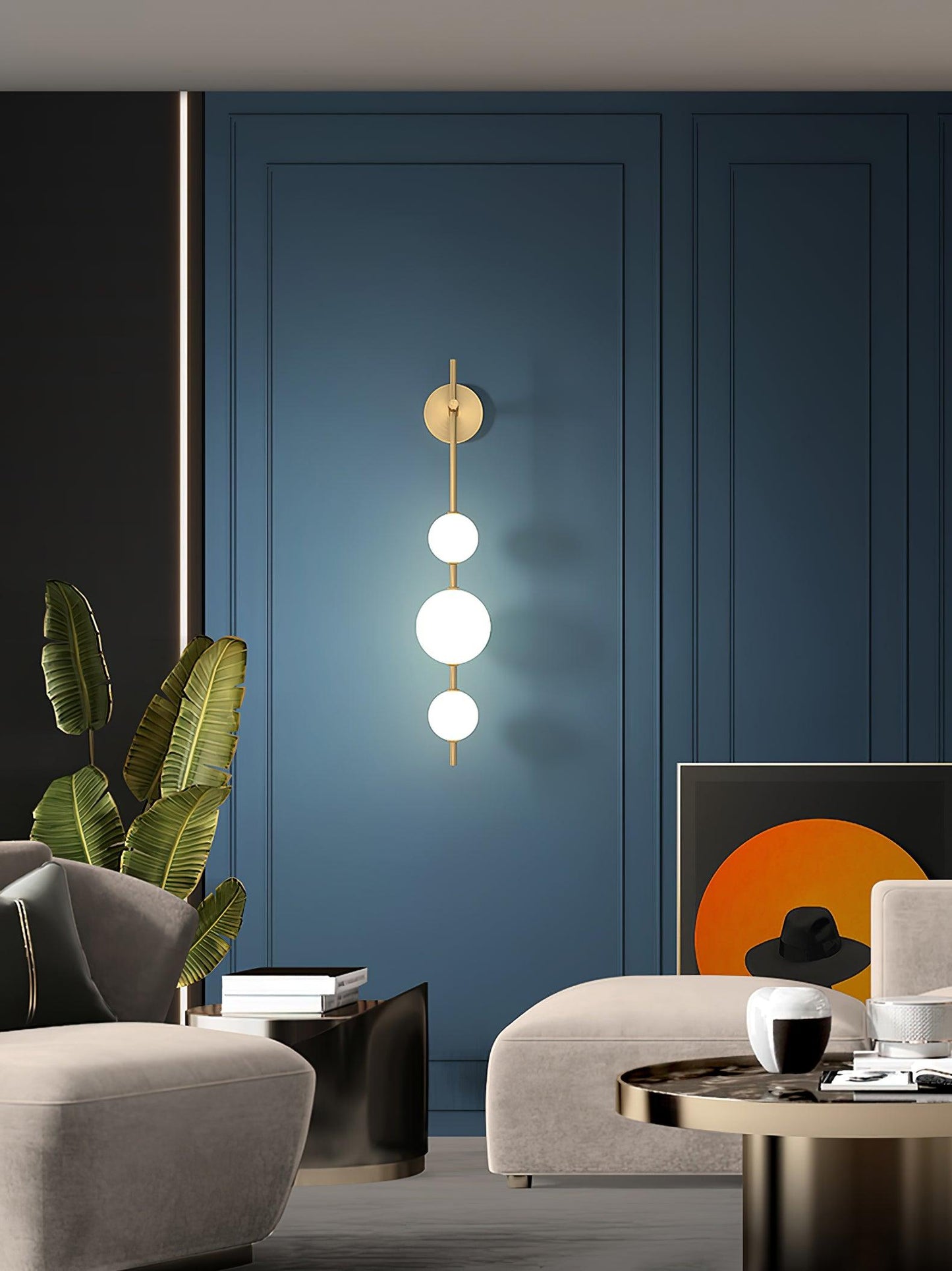 Vertical Globe Plug-in Wall Lamp with Adjustable Brightness & Modern D