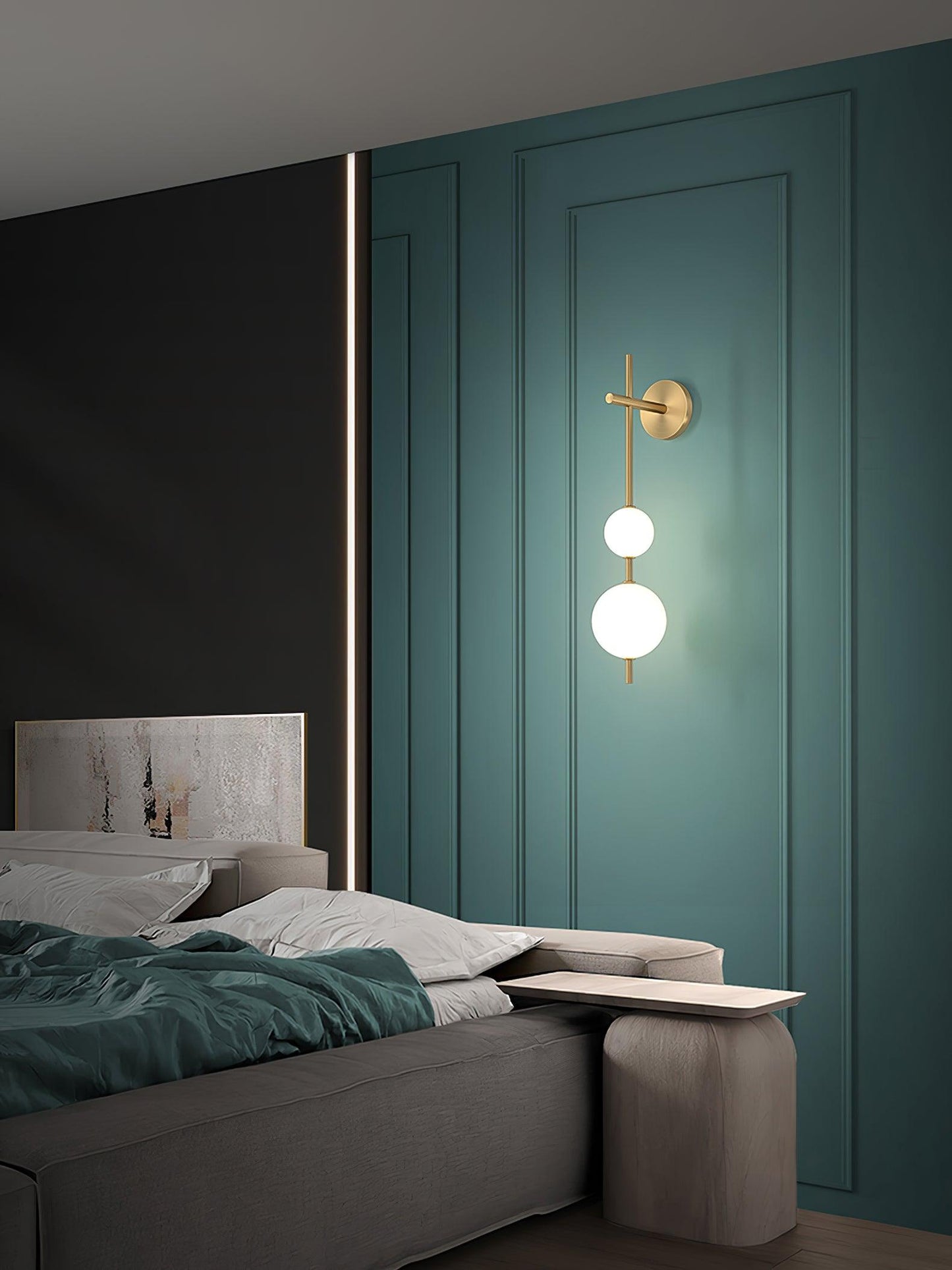 Vertical Globe Plug-in Wall Lamp with Adjustable Brightness & Modern D