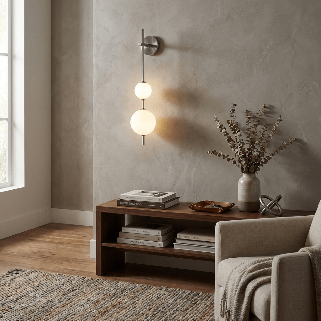 Modern Vertical Globe Wall Lamp with Adjustable Brightness & Energy Sa