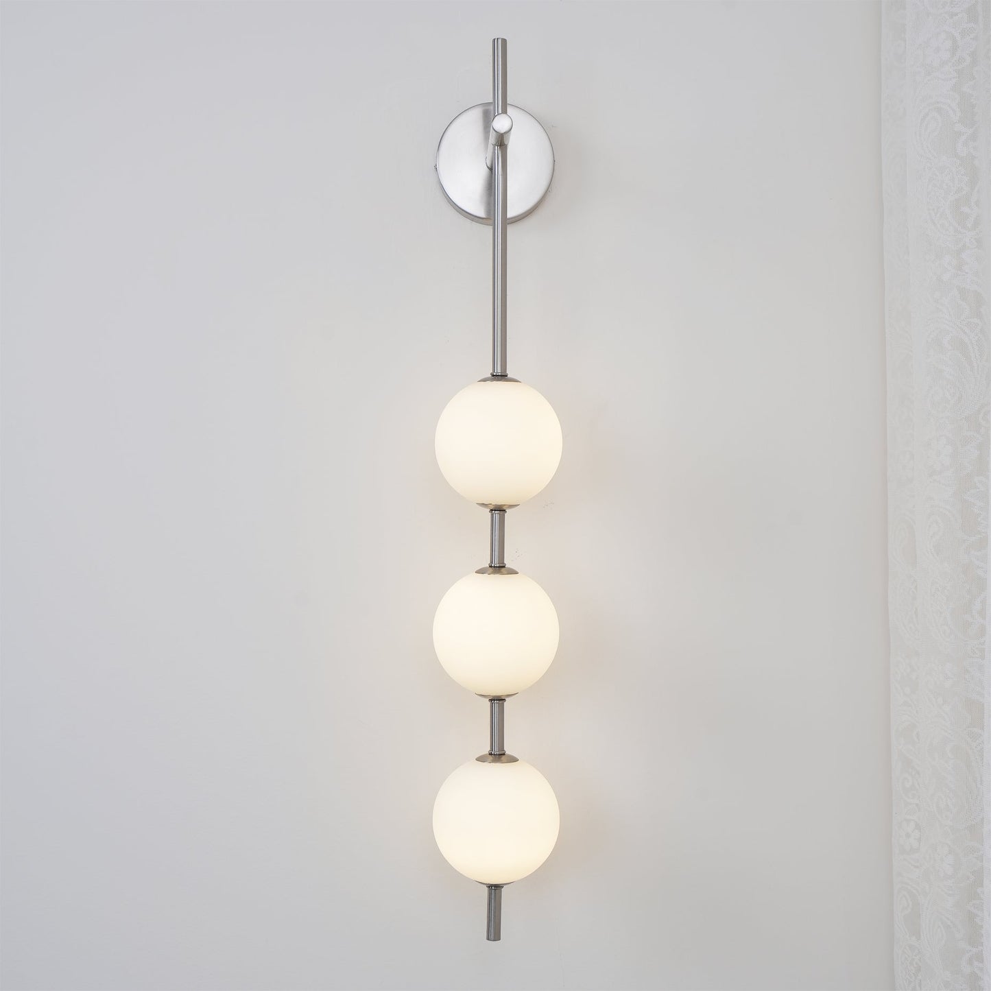 Vertical Globe Plug-in Wall Lamp with Adjustable Brightness & Modern D