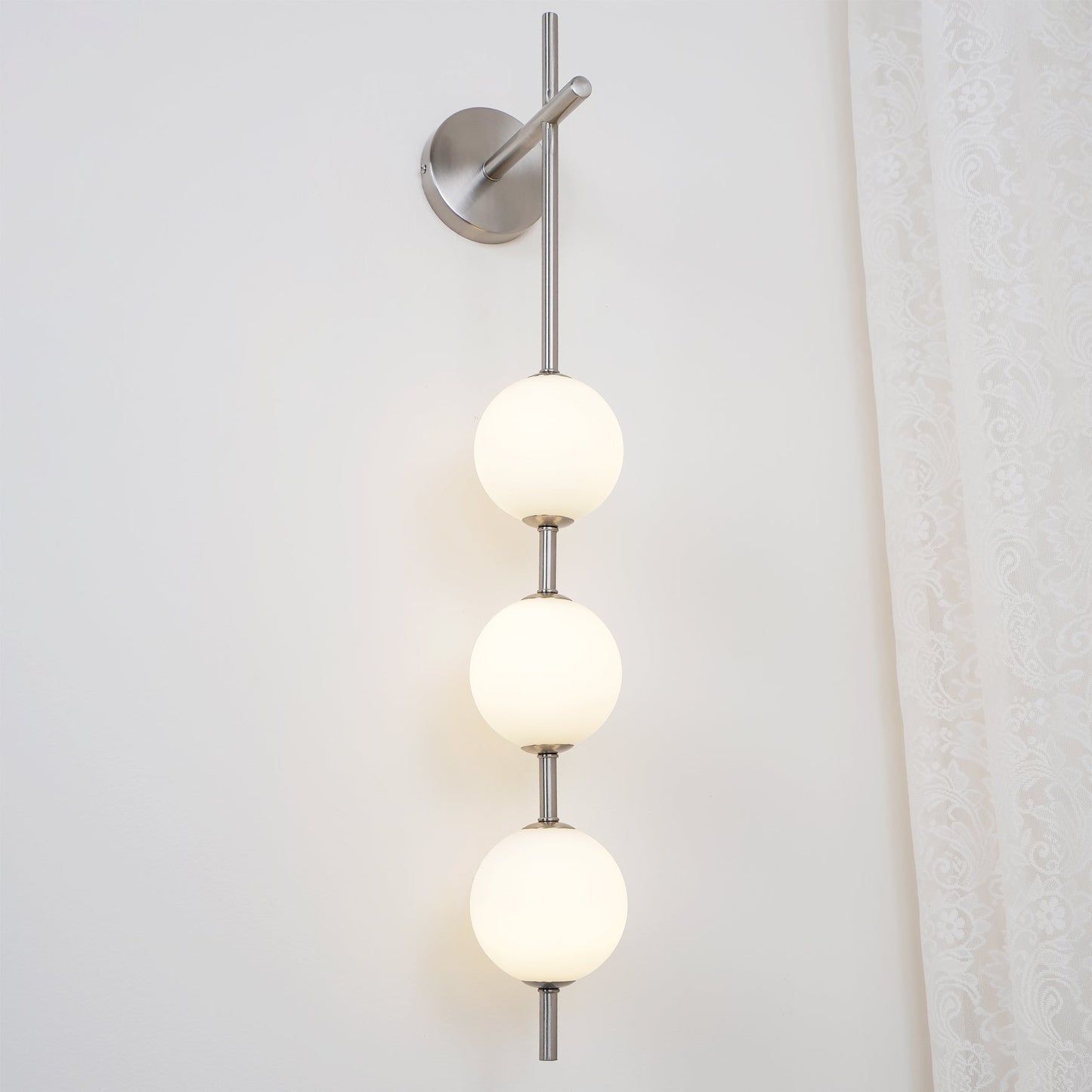 Vertical Globe Plug-in Wall Lamp with Adjustable Brightness & Modern D