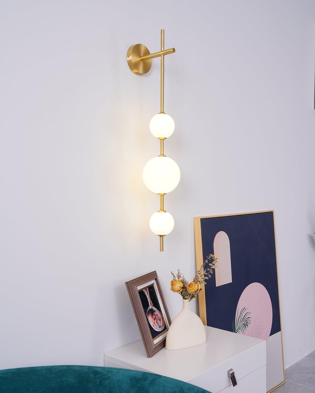 Vertical Globe Plug-in Wall Lamp with Adjustable Brightness & Modern D