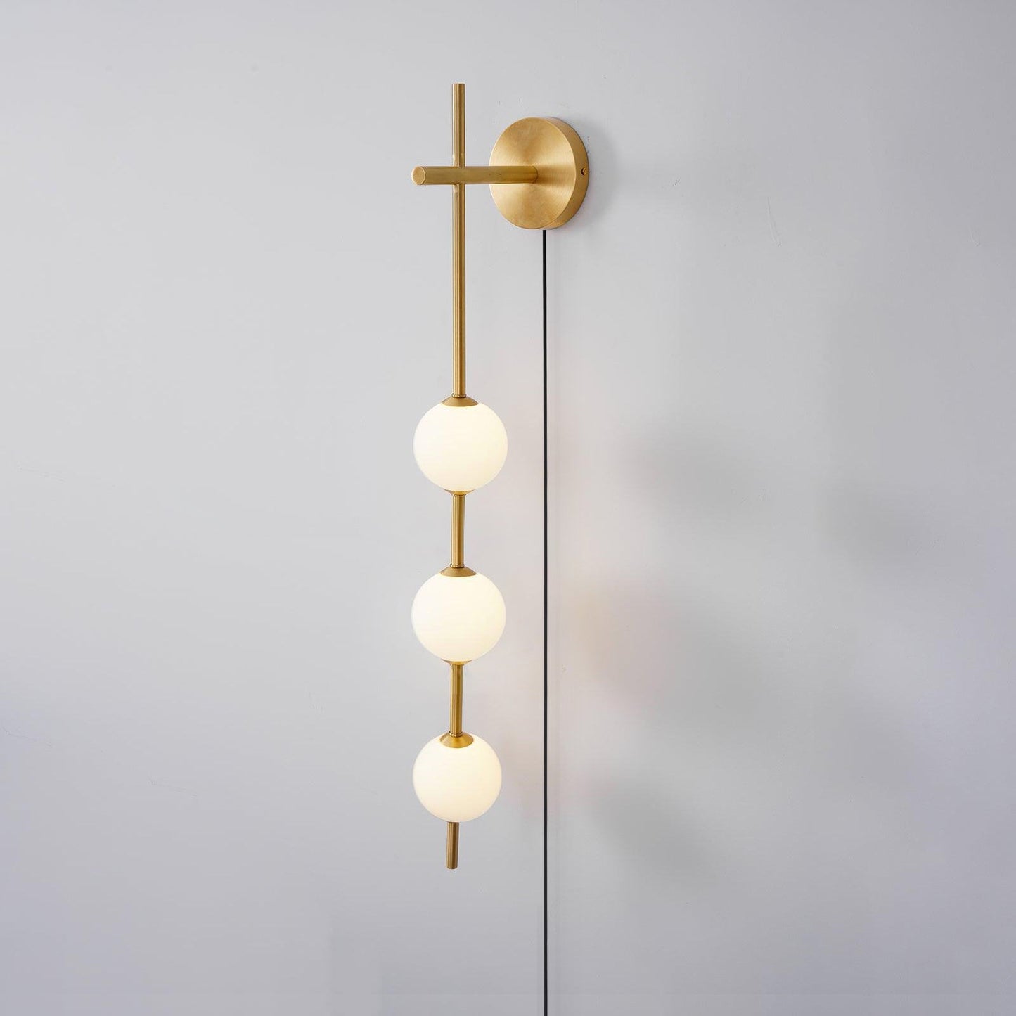 Vertical Globe Plug-in Wall Lamp with Adjustable Brightness & Modern D