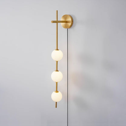 Vertical Globe Plug-in Wall Lamp with Adjustable Brightness & Modern D