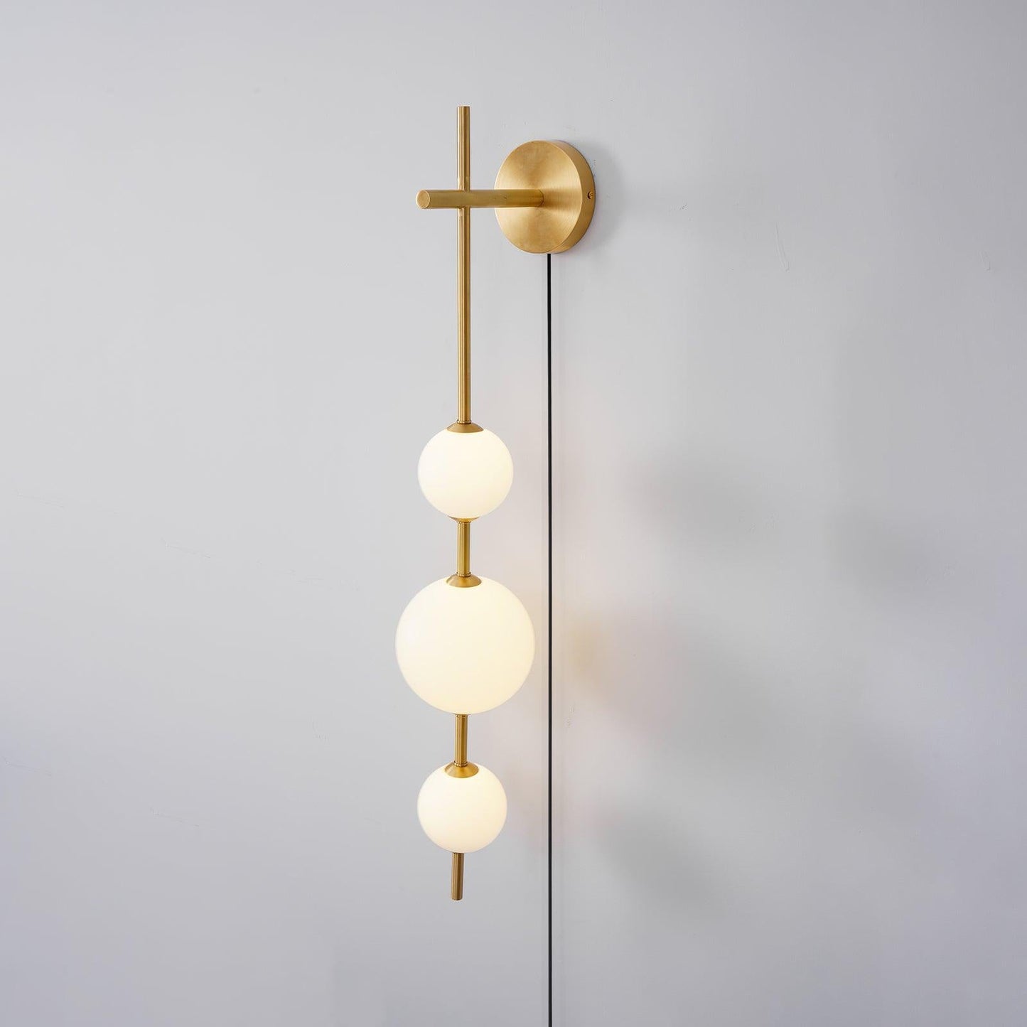 Vertical Globe Plug-in Wall Lamp with Adjustable Brightness & Modern D