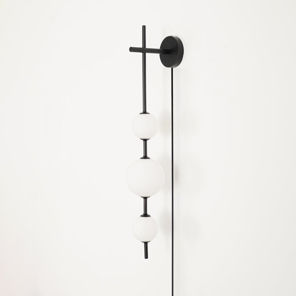 Vertical Globe Plug-in Wall Lamp with Adjustable Brightness & Modern D