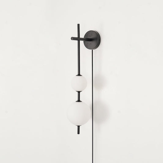 Vertical Globe Plug-in Wall Lamp with Adjustable Brightness & Modern D
