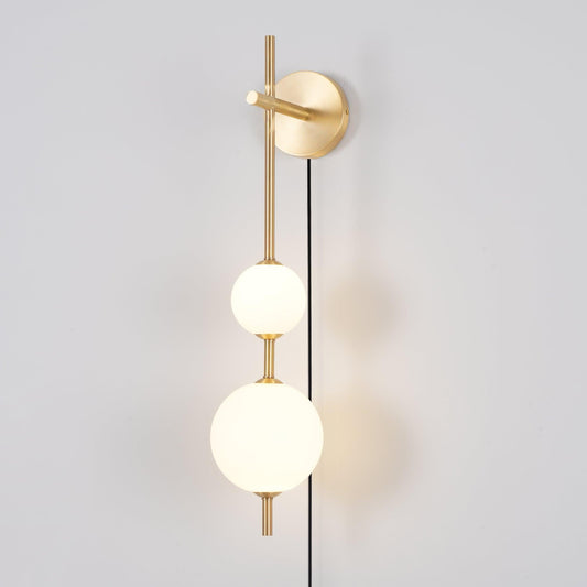 Vertical Globe Plug-in Wall Lamp with Adjustable Brightness & Modern D