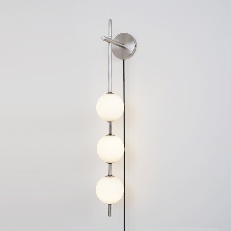 Vertical Globe Plug-in Wall Lamp with Adjustable Brightness & Modern D