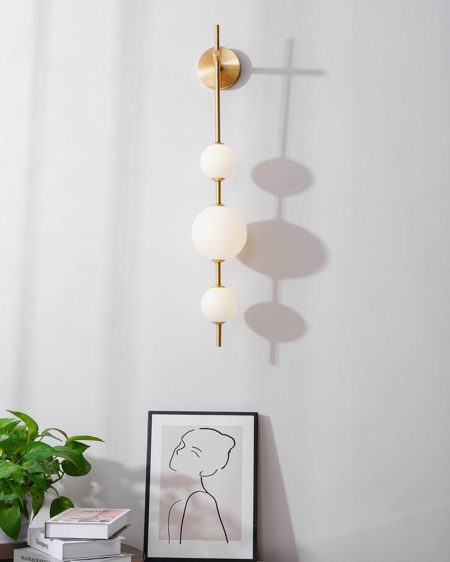 Vertical Globe Plug-in Wall Lamp with Adjustable Brightness & Modern D
