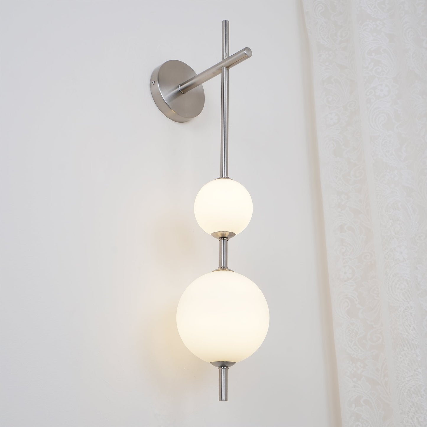 Vertical Globe Plug-in Wall Lamp with Adjustable Brightness & Modern D