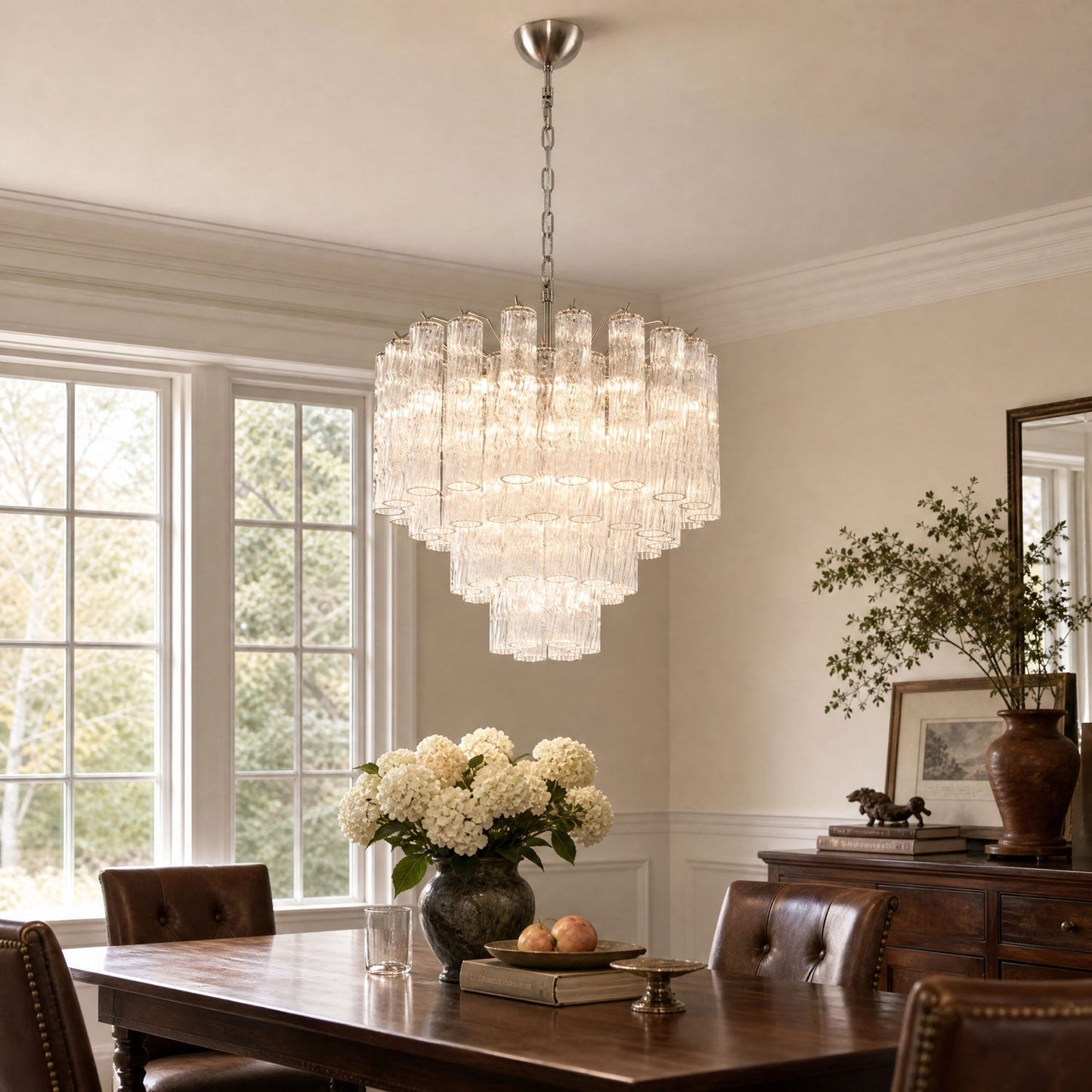 Vetrina Glass Chandelier - Elegant Design with Adjustable Height & LED