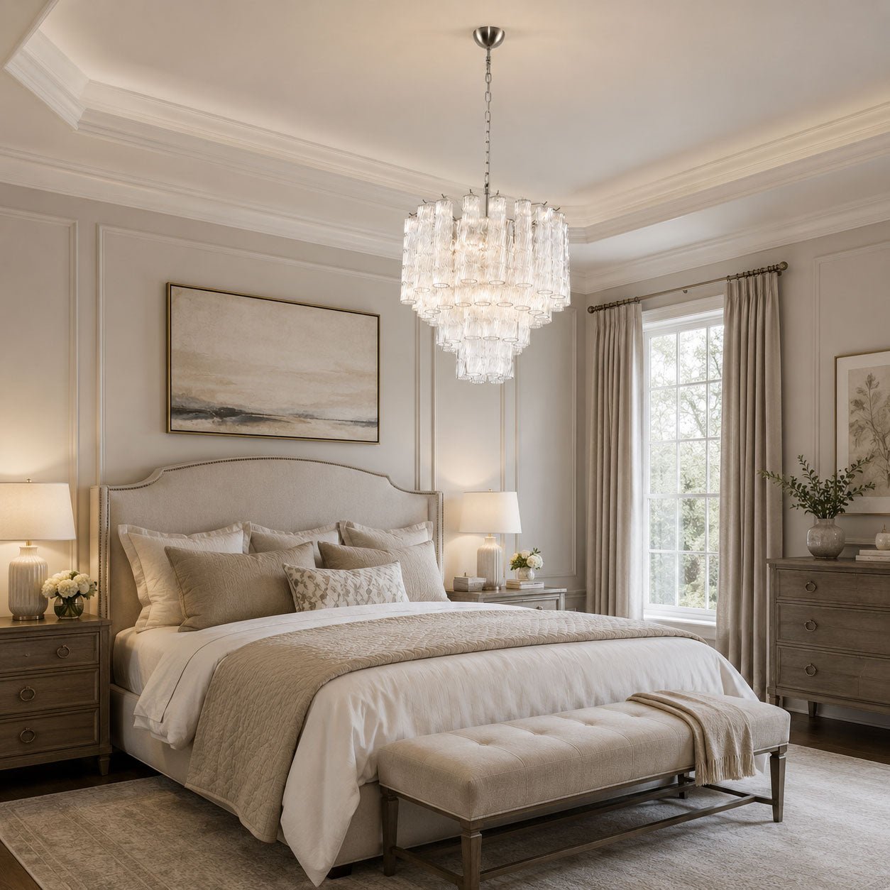 Vetrina Glass Chandelier - Elegant Design with Adjustable Height & LED