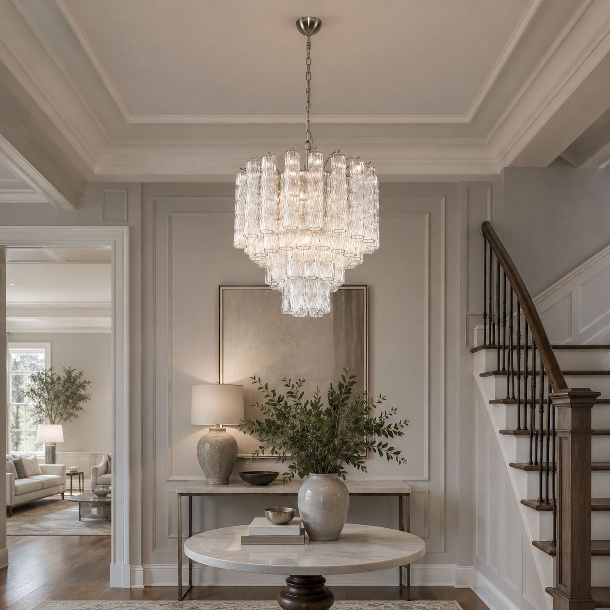 Vetrina Glass Chandelier - Elegant Design with Adjustable Height & LED