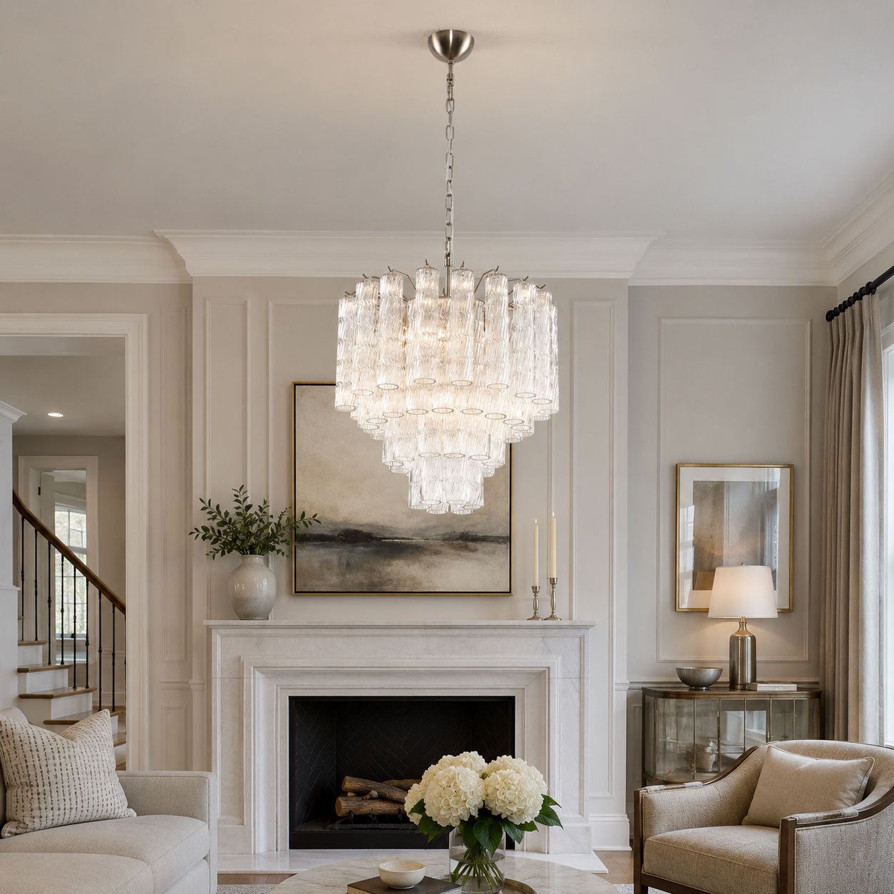Vetrina Glass Chandelier - Elegant Design with Adjustable Height & LED