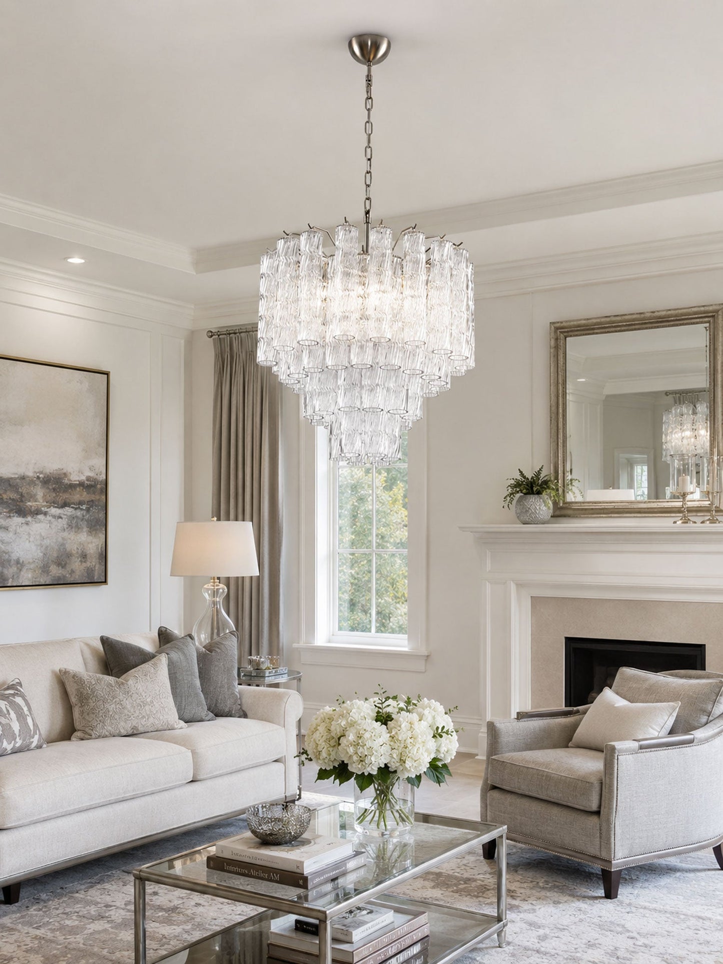 Vetrina Glass Chandelier - Elegant Design with Adjustable Height & LED