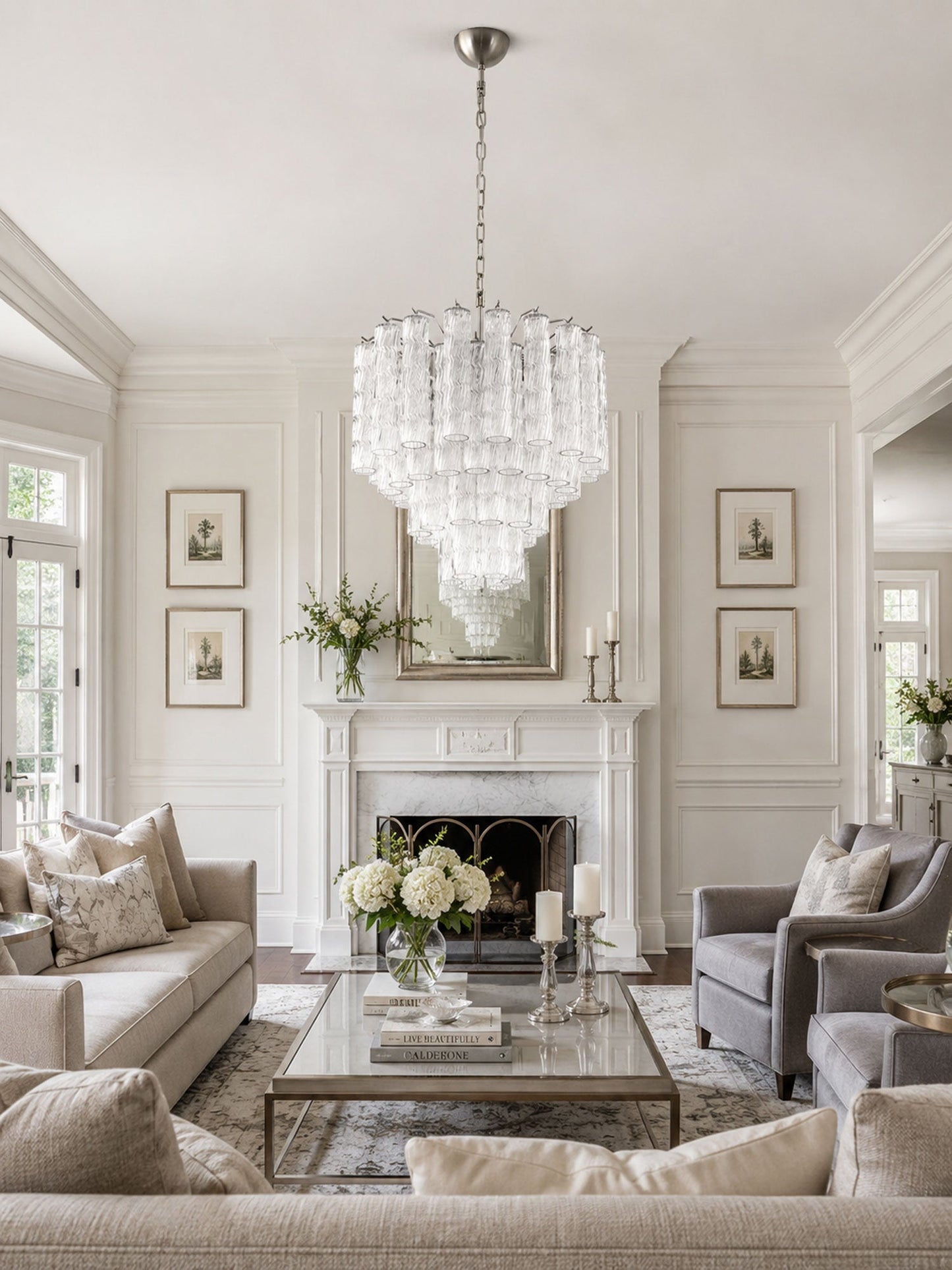 Vetrina Glass Chandelier - Elegant Design with Adjustable Height & LED