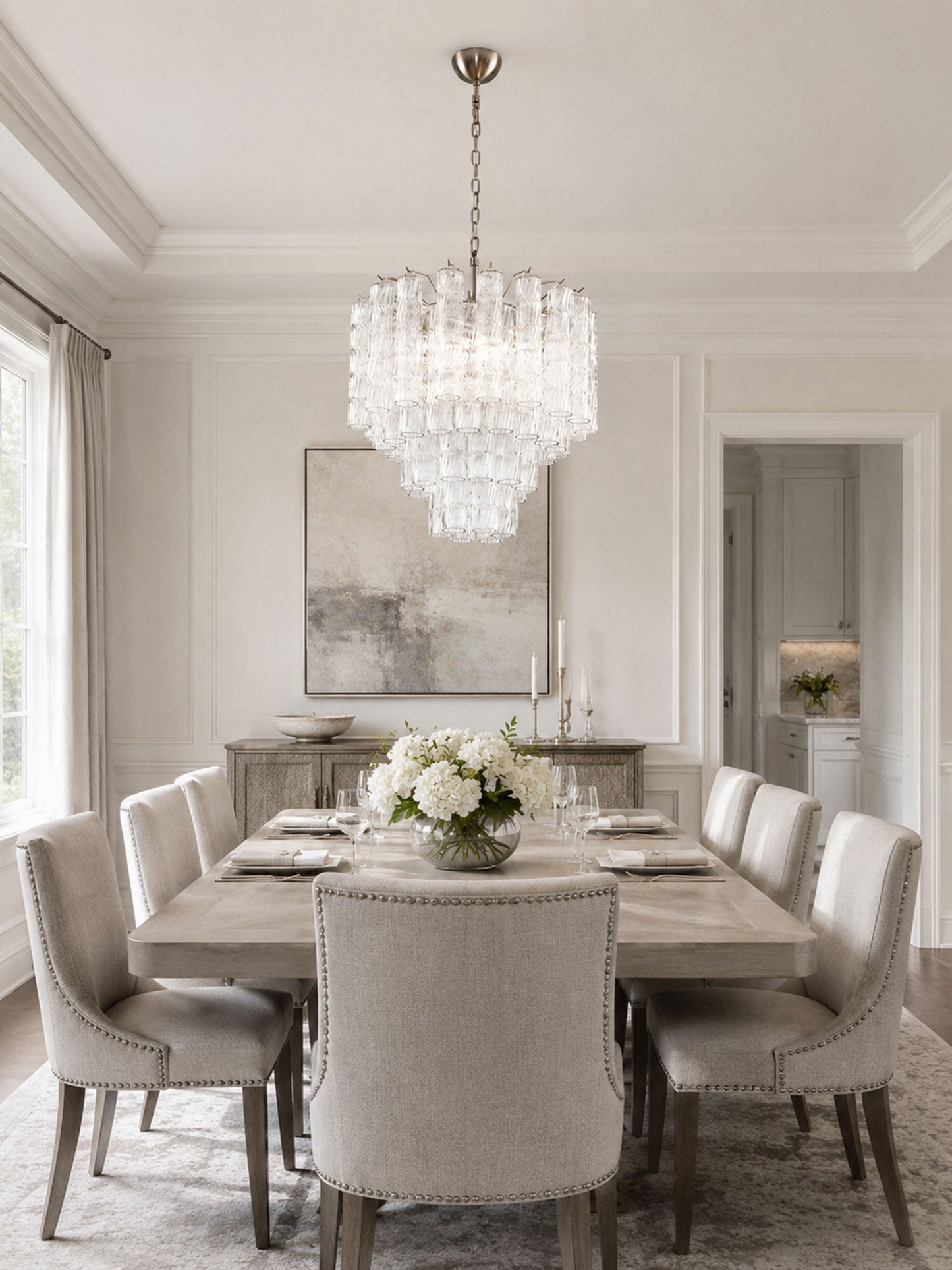 Vetrina Glass Chandelier - Elegant Design with Adjustable Height & LED