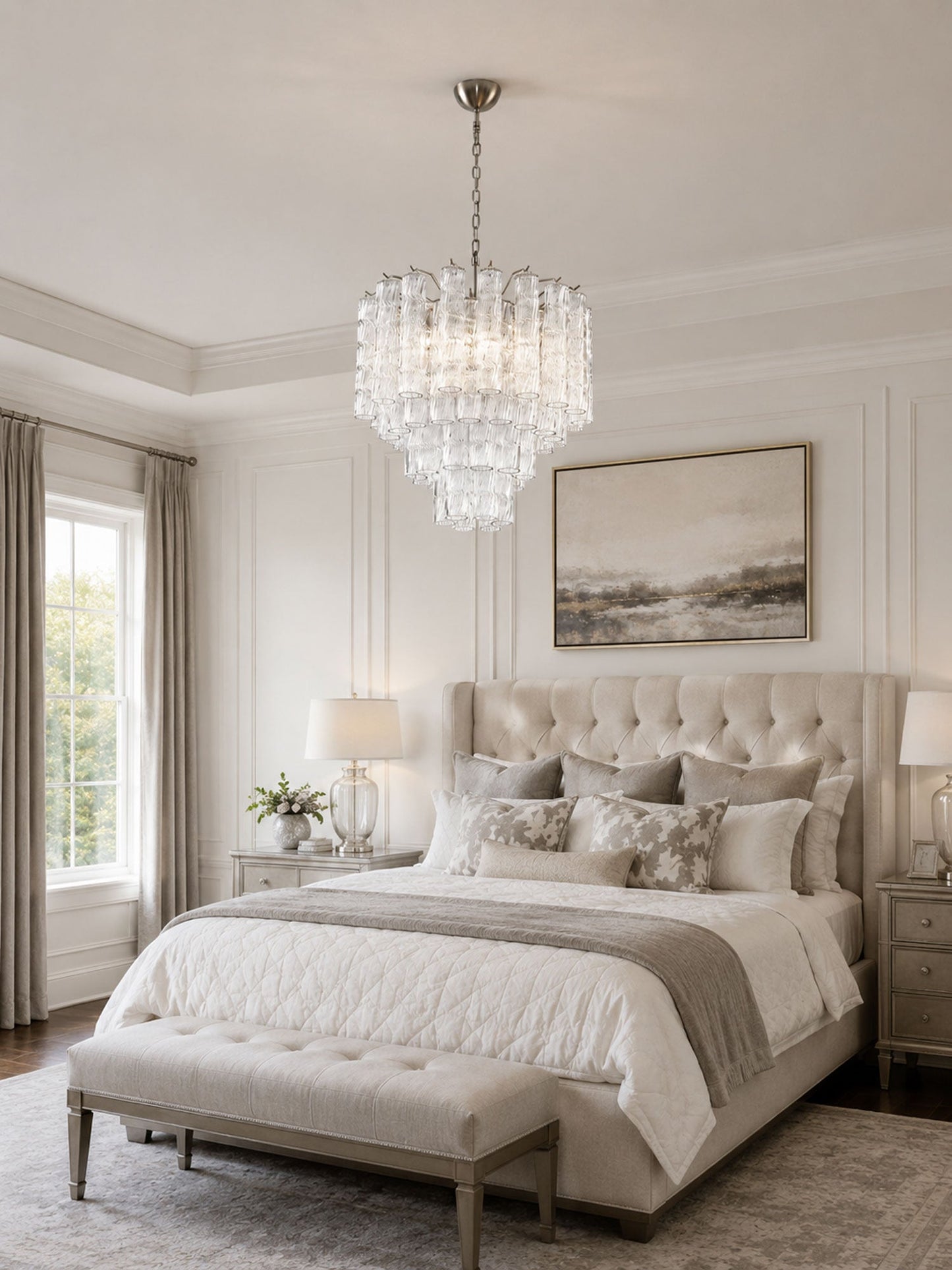 Vetrina Glass Chandelier - Elegant Design with Adjustable Height & LED