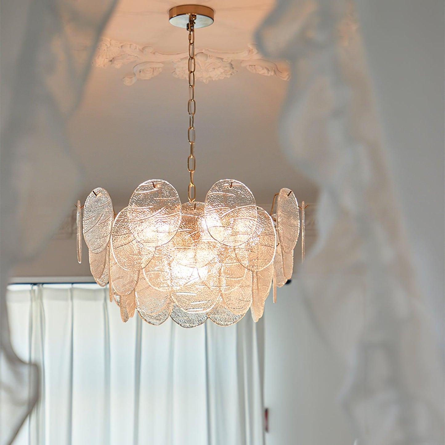 Victorian Disc Chandelier - Elegant Design with Adjustable Height & LE