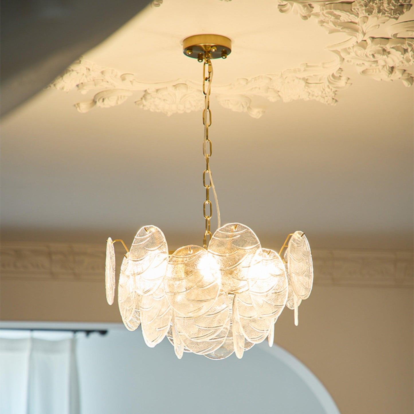 Victorian Disc Chandelier - Elegant Design with Adjustable Height & LE