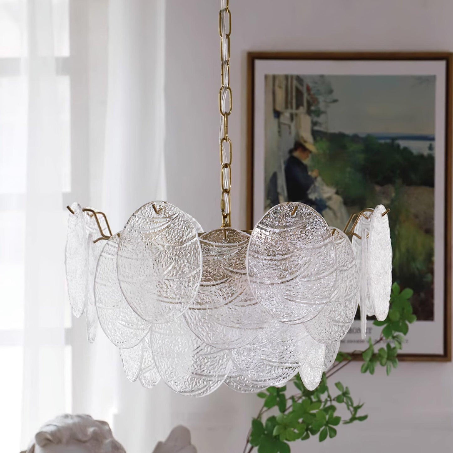 Victorian Disc Chandelier - Elegant Design with Adjustable Height & LE